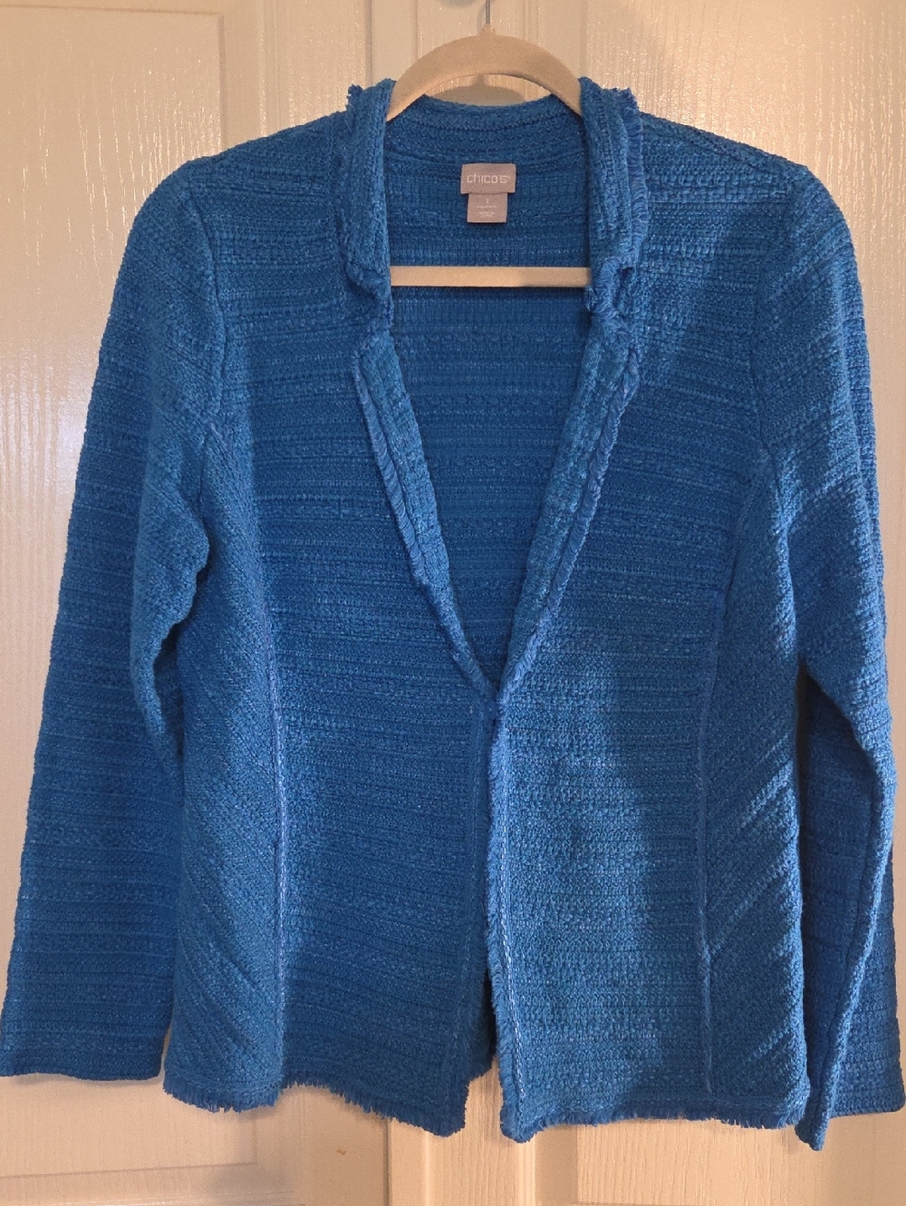 Chico's Royal Blue Textured Sweater Jacket Size M